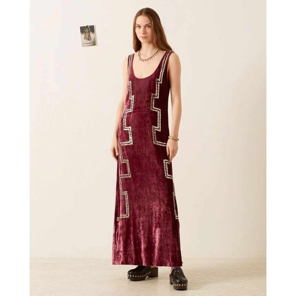 Alix of Bohemia Adele Plum Velvet Dress Size Small